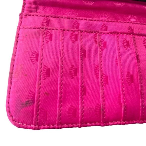 Juicy Couture Wallet Clutch Purse Tweed Plaid Black Pink Missing Chain Strap - Picture 11 of 14